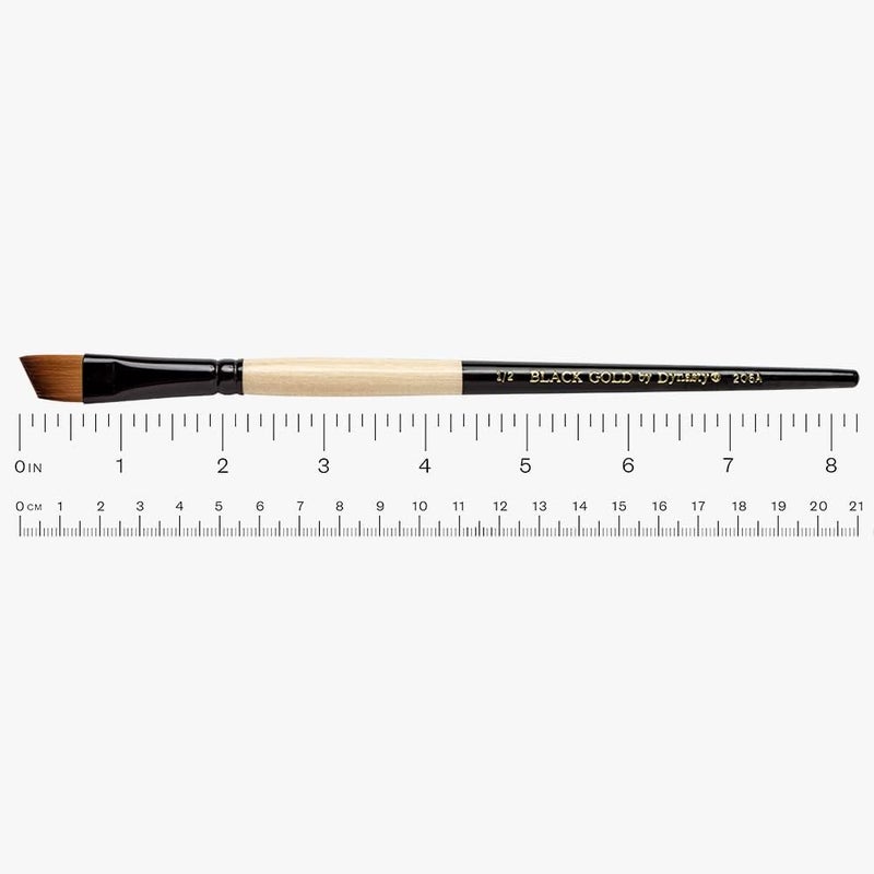 Dynasty Hardware Dynasty Black Gold Series Synthetic Brushes Short Handle 1/2 in. angular - Image 2